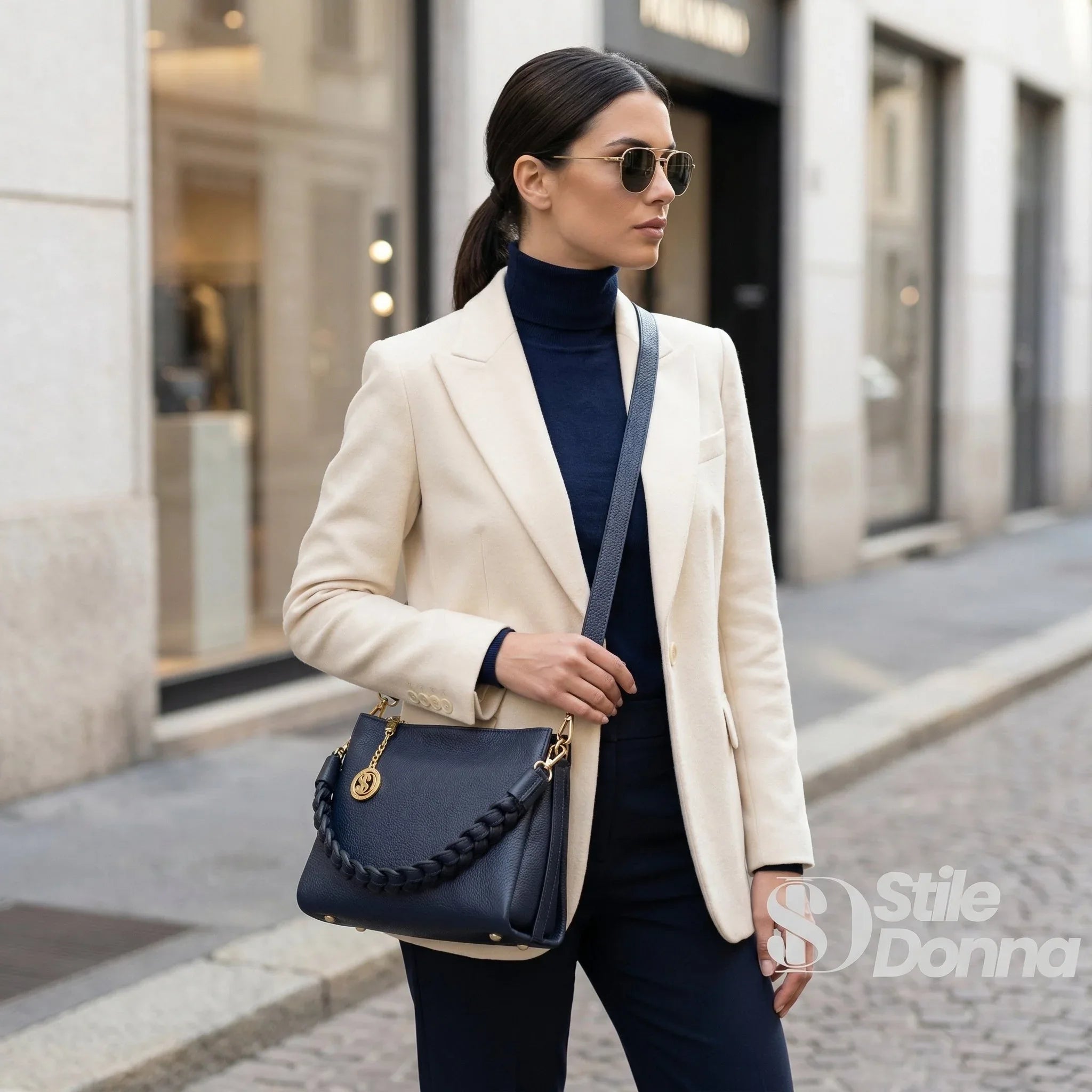 Amora Borsa a Spalla Classica in Vera Pelle - Stile Donna Bags