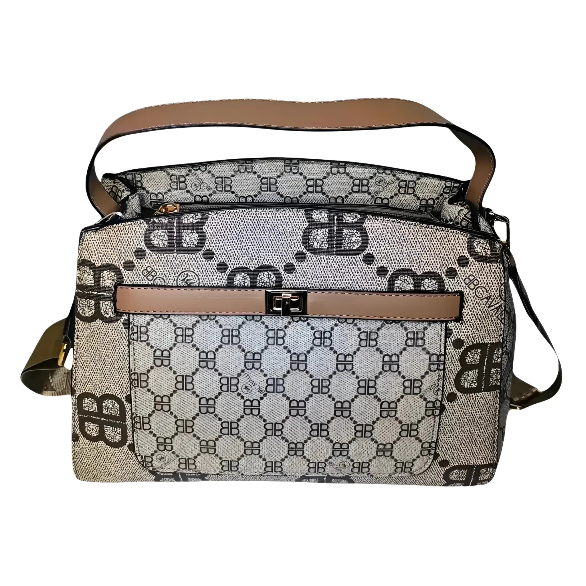B.Cavalli Borsa a Tracolla in Tela Rivestita e Ecopelle con Motivo Monogramma - Stile Donna Bags