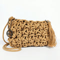 Baci & Abbracci Borsa a Tracolla Intrecciata in Corda di Cotone con Nappina - Stile Donna Bags