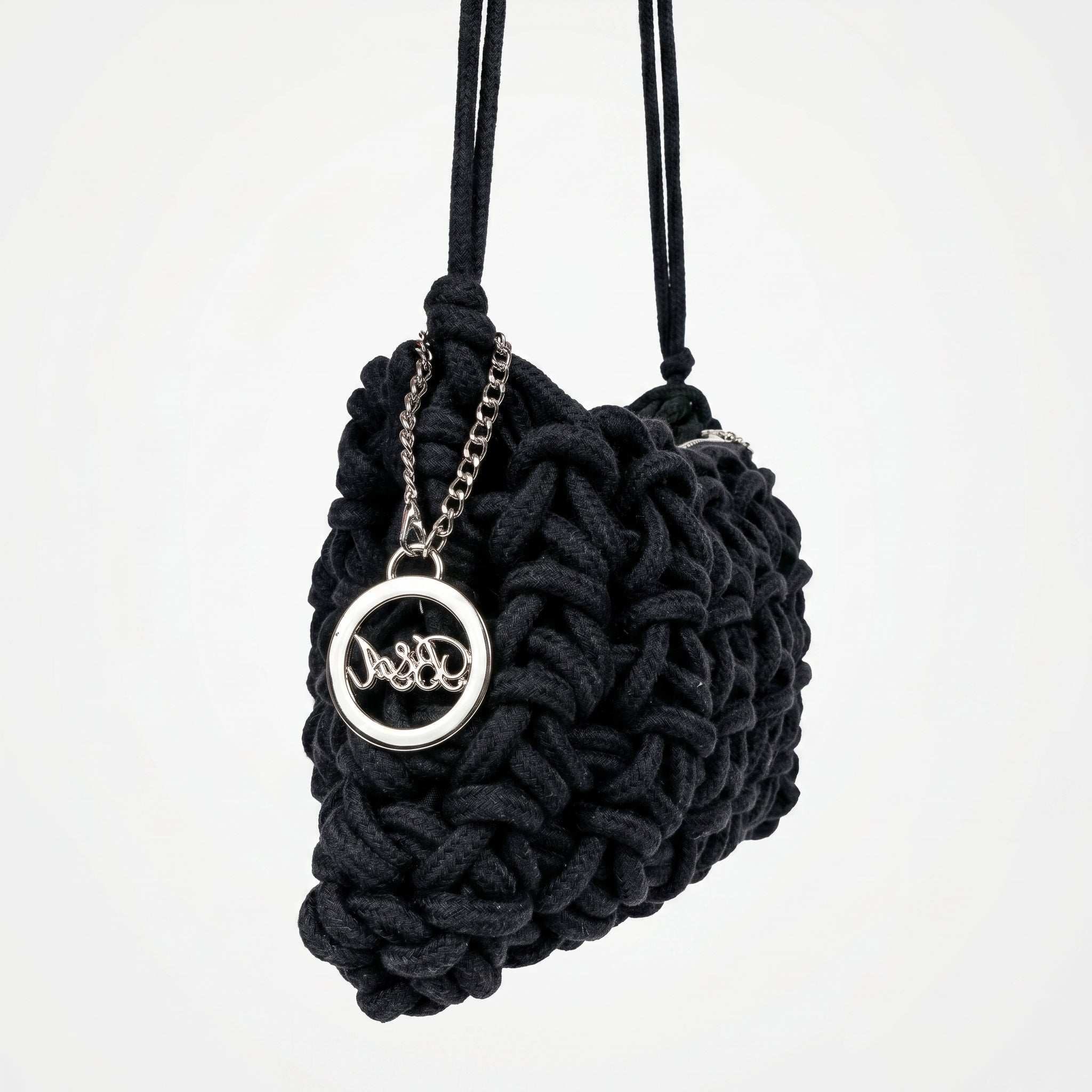 Baci & Abbracci Borsa a Tracolla Intrecciata in Corda di Cotone con Nappina - Stile Donna Bags