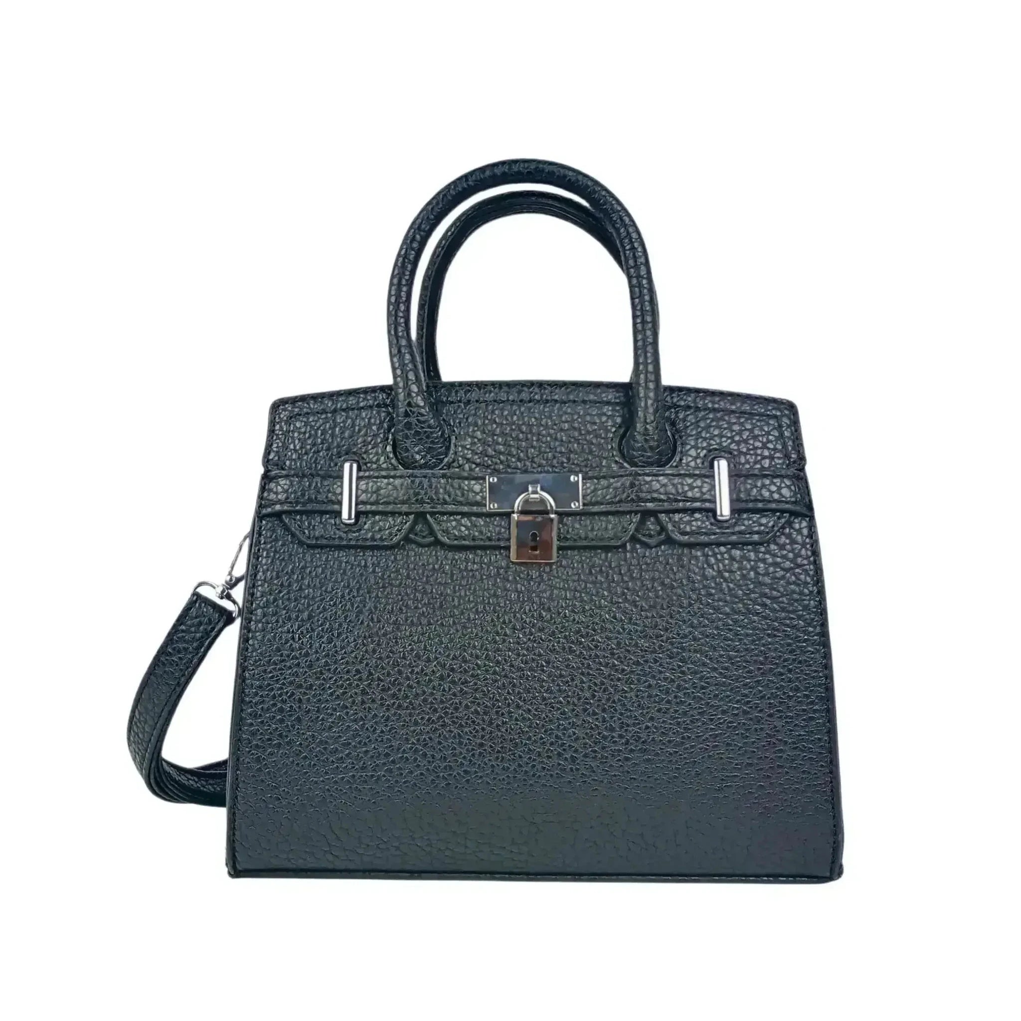 Borsa Elegante in Ecopelle Nera con Finiture Argento - Stile Donna Bags