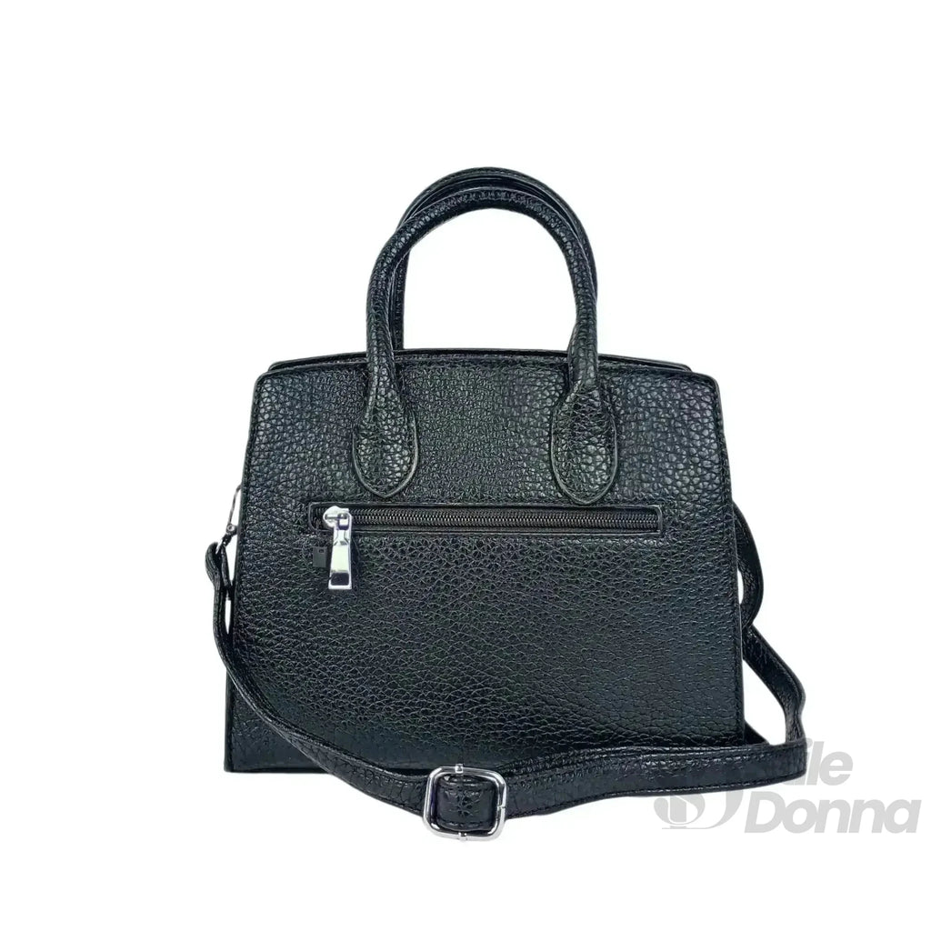 Borsa Elegante in Ecopelle Nera con Finiture Argento - Stile Donna Bags