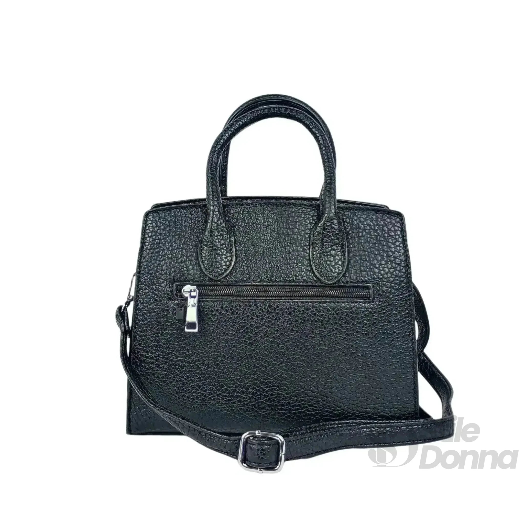 Borsa Elegante in Ecopelle Nera con Finiture Argento - Stile Donna Bags