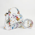 Borsa Farfalla in Vera Pelle con Stampa Floreale Made in Italy - Stile Donna Bags