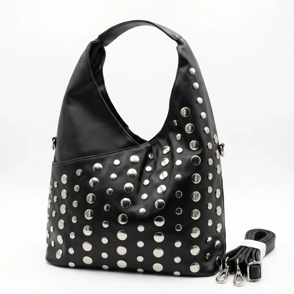 Borsa Grande Silver Dot in Ecopelle con Tracolla Regolabile - Stile Donna Bags