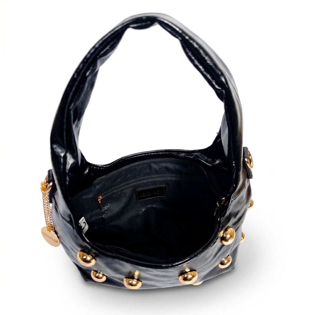Coconuda Borsa Hobo Nera con Borchie Dorate - Stile Donna Bags