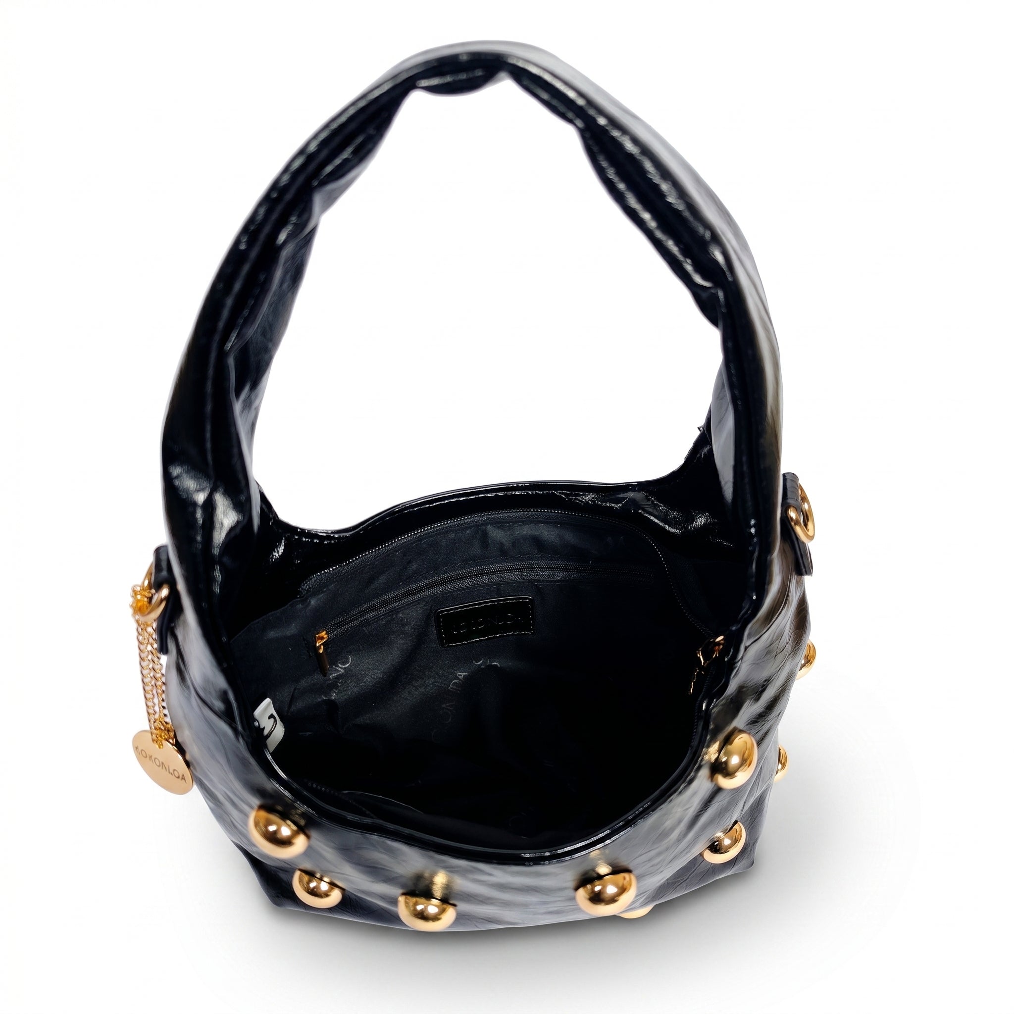 Coconuda Borsa Hobo Nera con Borchie Dorate - Stile Donna Bags