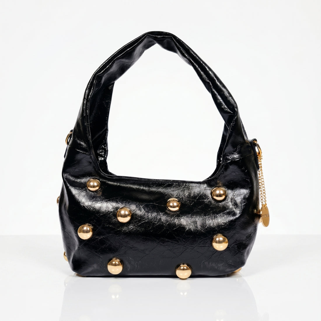 Coconuda Borsa Hobo Nera con Borchie Dorate