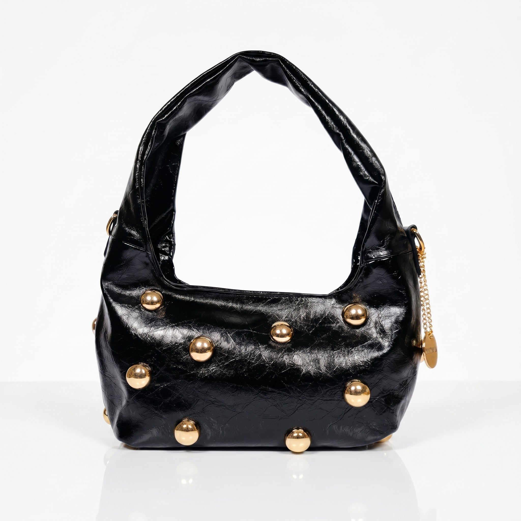 Coconuda Borsa Hobo Nera con Borchie Dorate - Stile Donna Bags