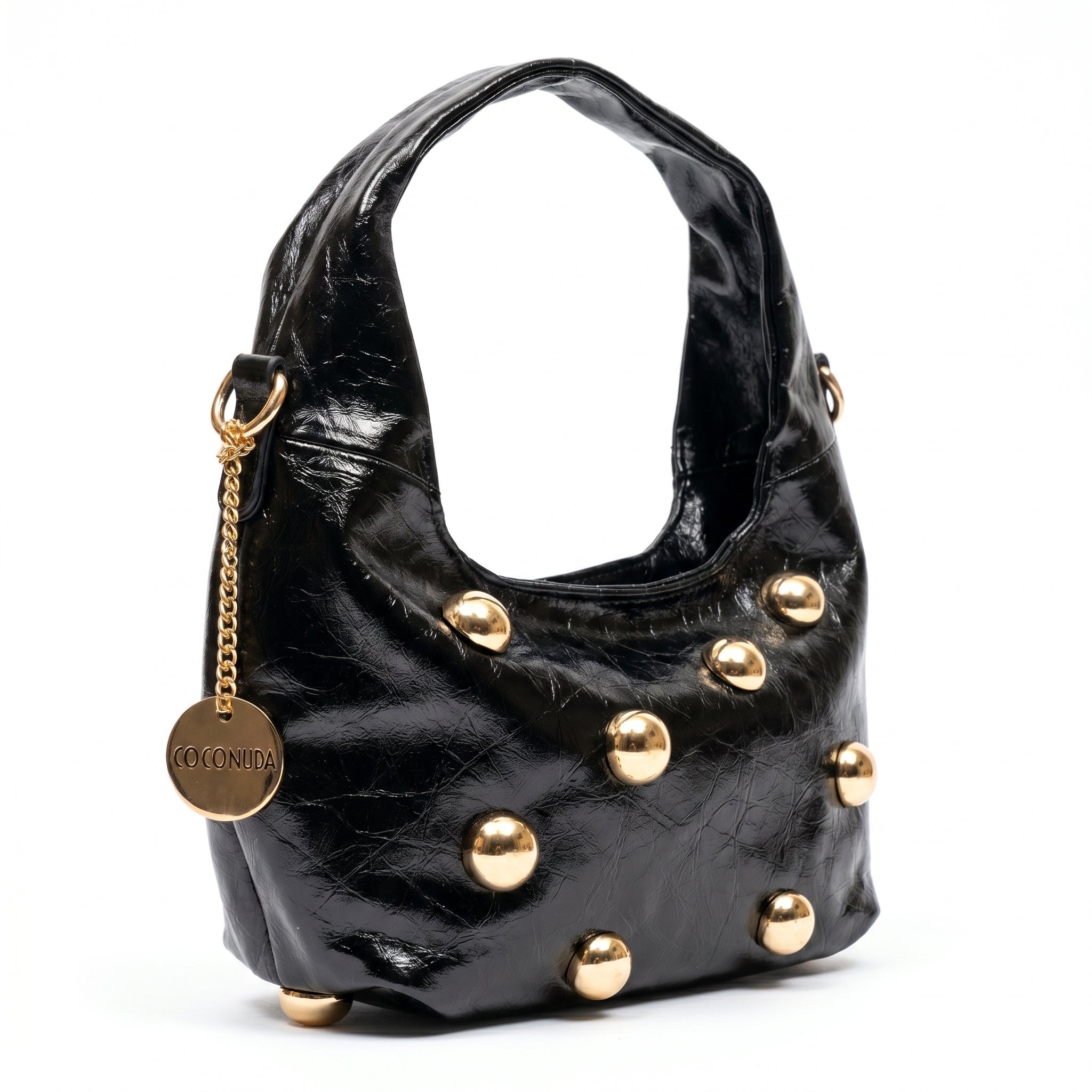 Coconuda Borsa Hobo Nera con Borchie Dorate - Stile Donna Bags