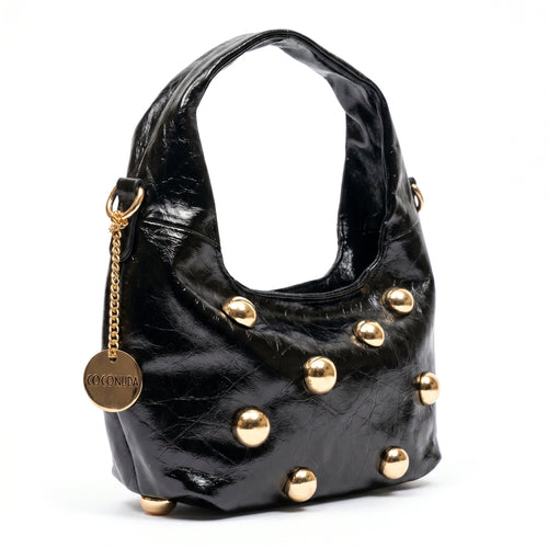Coconuda Borsa Hobo Nera con Borchie Dorate - Stile Donna Bags