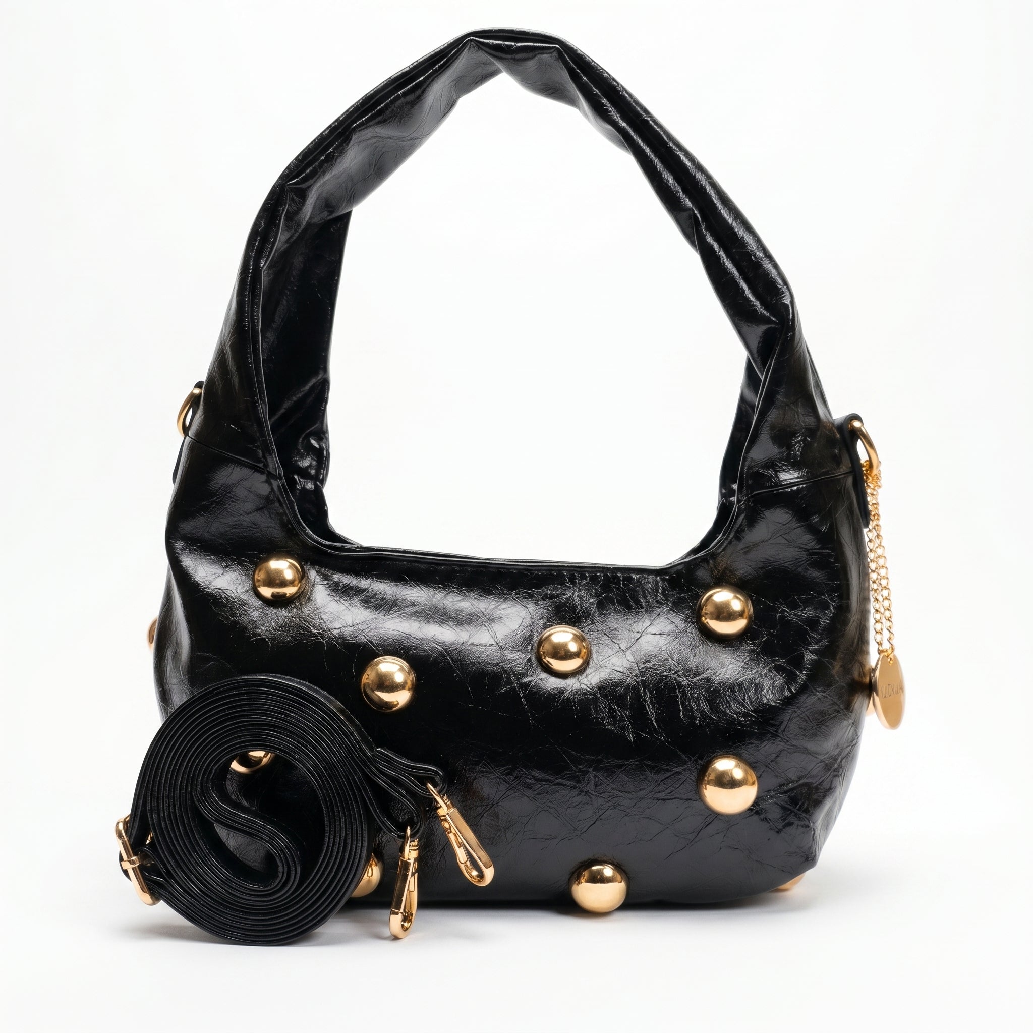Coconuda Borsa Hobo Nera con Borchie Dorate - Stile Donna Bags