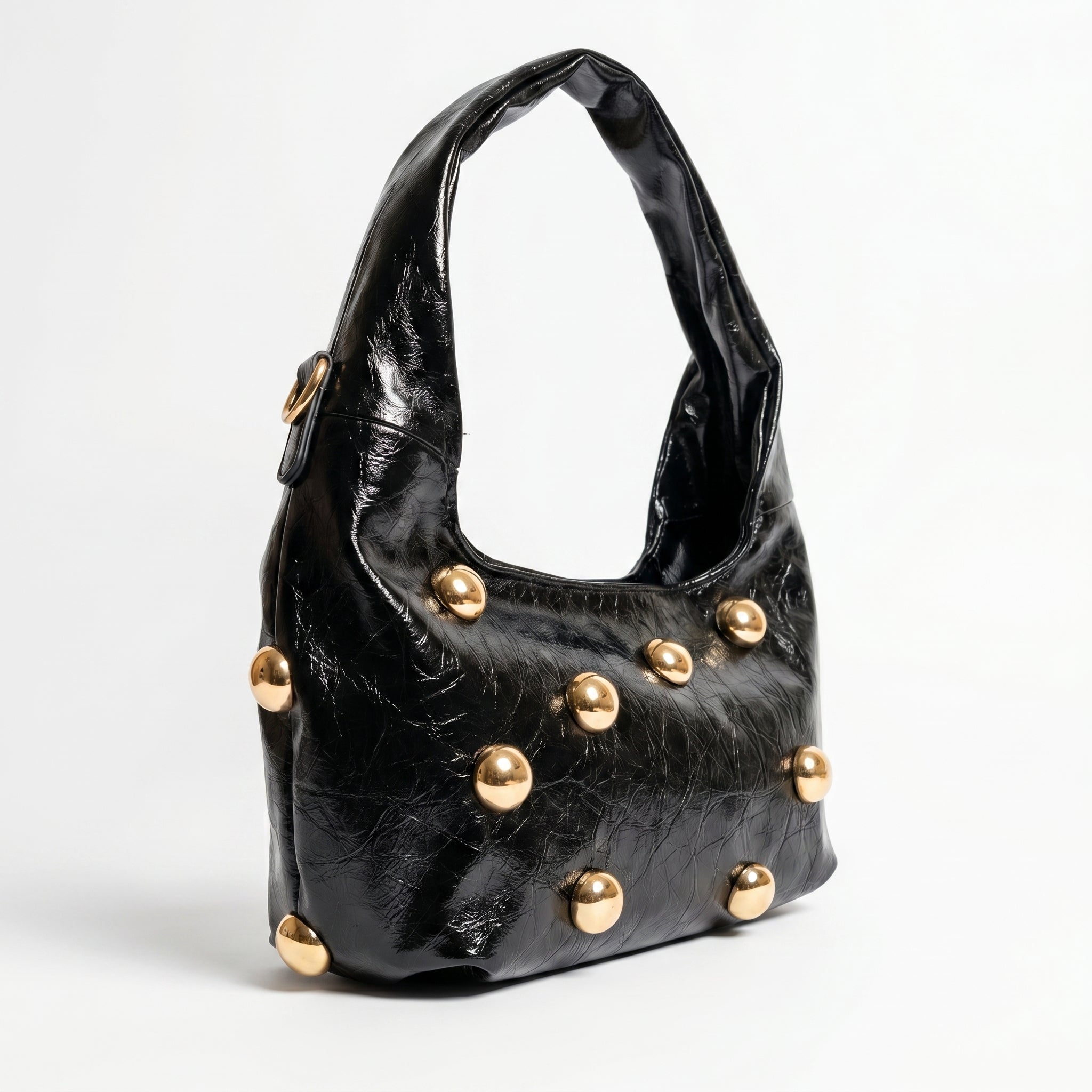 Coconuda Borsa Hobo Nera con Borchie Dorate - Stile Donna Bags