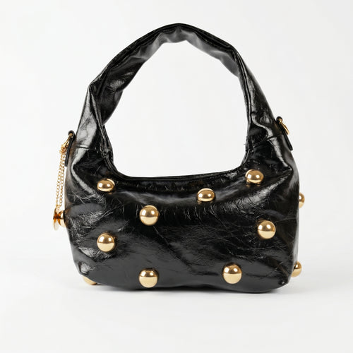 Coconuda Borsa Hobo Nera con Borchie Dorate - Stile Donna Bags