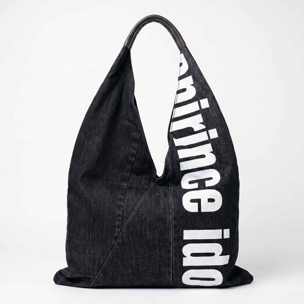 Borsa Hobo Tote in Denim con Stampa Grafica e Dettagli Dorati - Stile Donna Bags