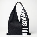 Borsa Hobo Tote in Denim con Stampa Grafica e Dettagli Dorati - Stile Donna Bags