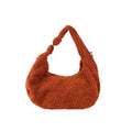 Borsa Hobo in Tessuto Testurizzato con Trama a Orsacchiotto Color Marrone - Stile Donna Bags