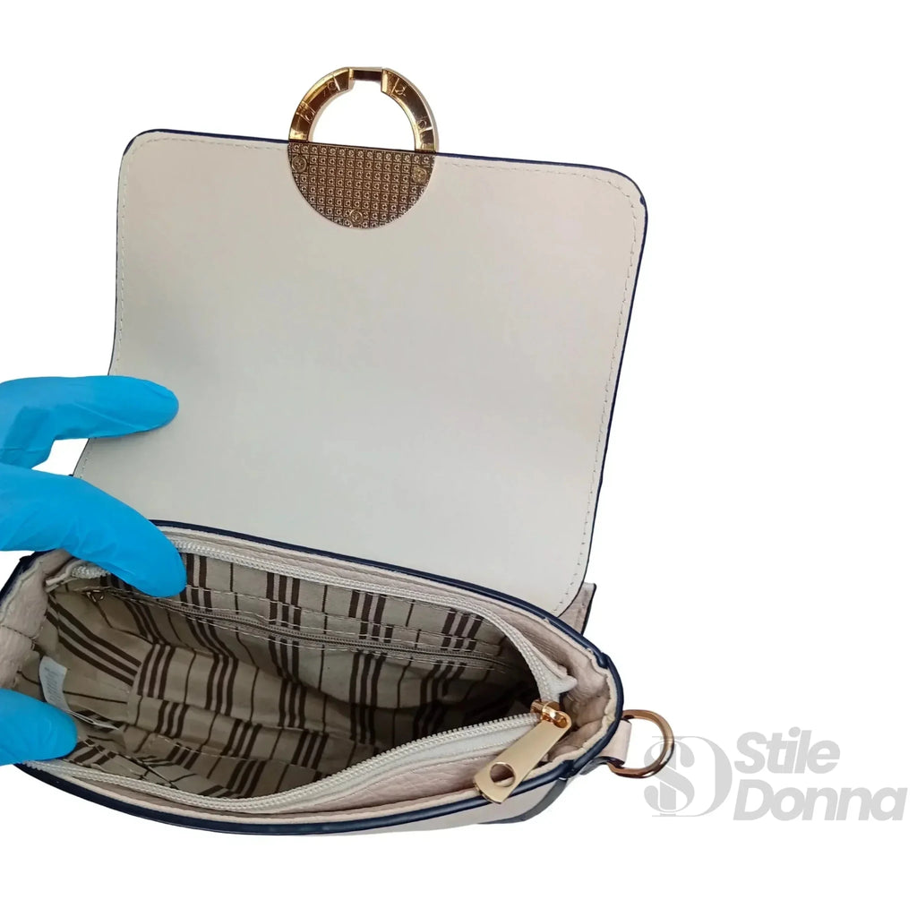 Borsa Mezzaluna in Ecopelle con Dettagli Dorati - Stile Donna Bags