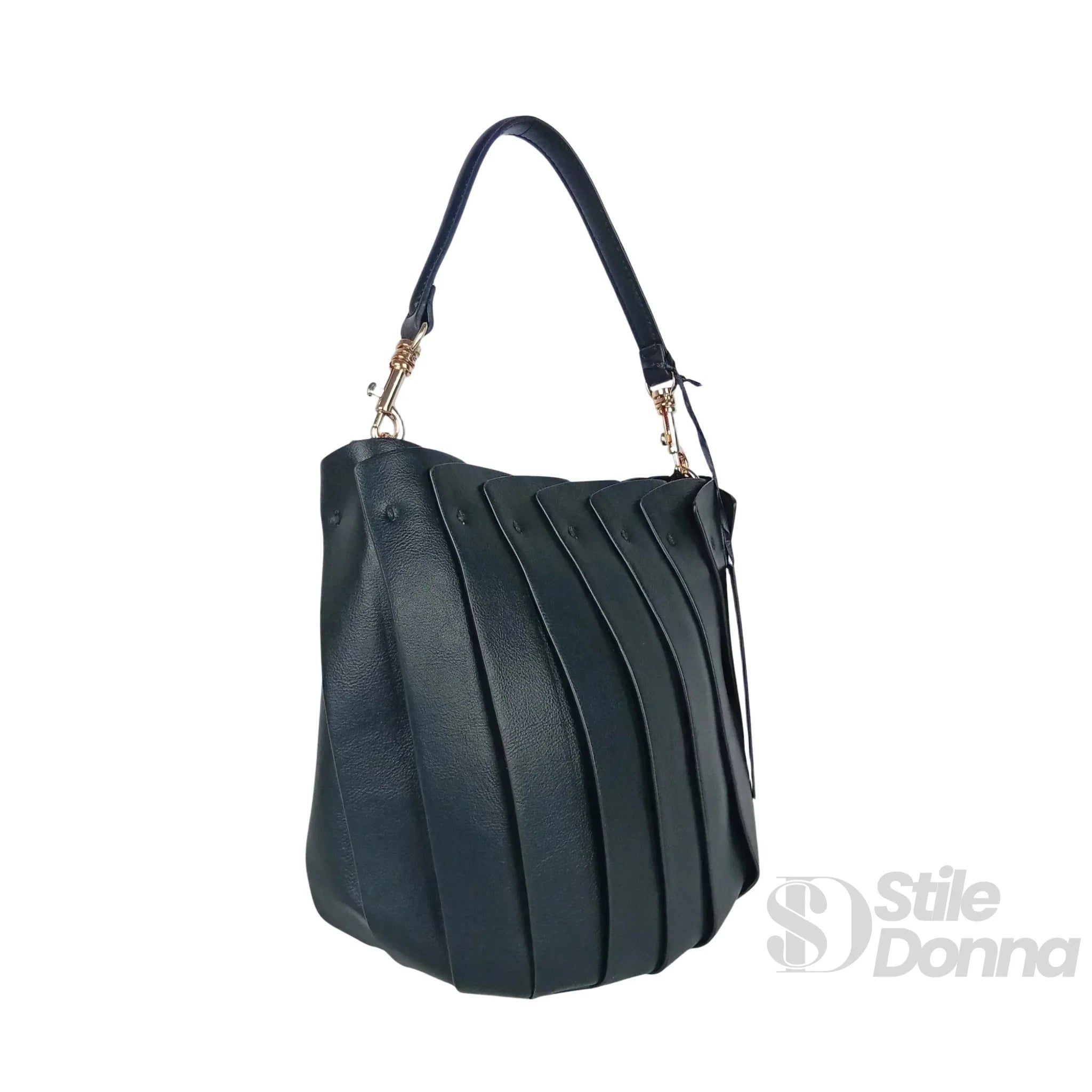 Borsa Secchiello in Pelle PU con Finiture Dorate per Uso Professionale - Stile Donna Bags