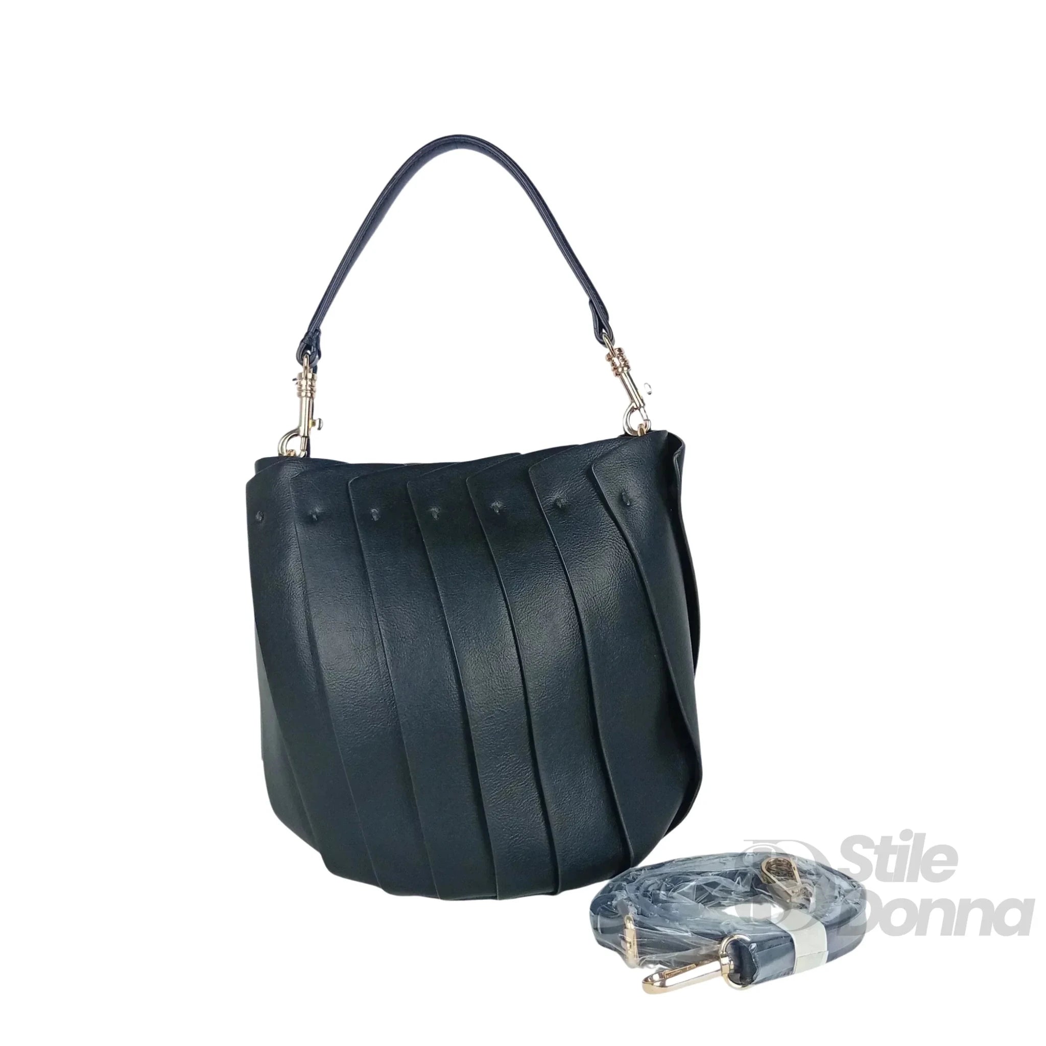 Borsa Secchiello in Pelle PU con Finiture Dorate per Uso Professionale - Stile Donna Bags