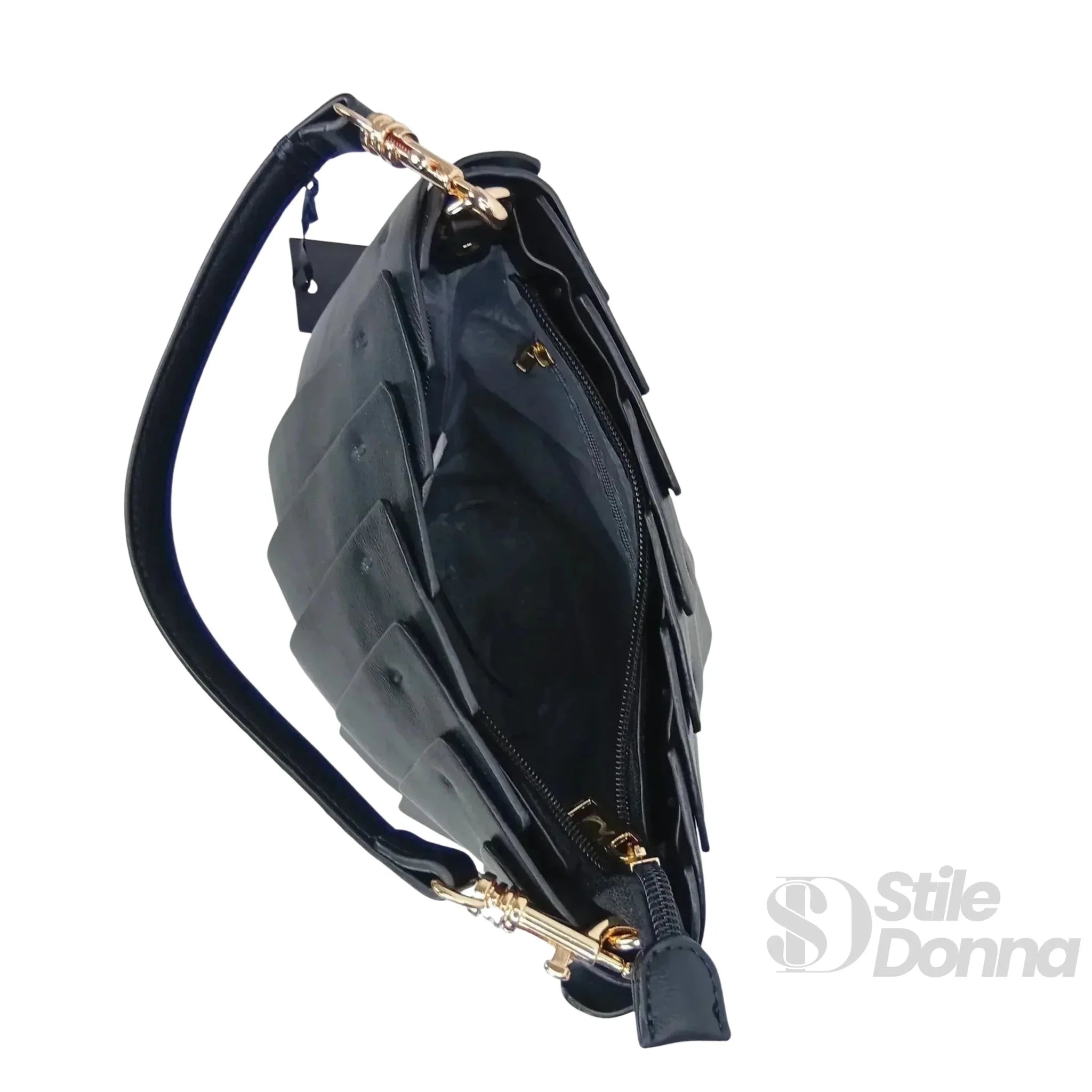 Borsa Secchiello in Pelle PU con Finiture Dorate per Uso Professionale - Stile Donna Bags