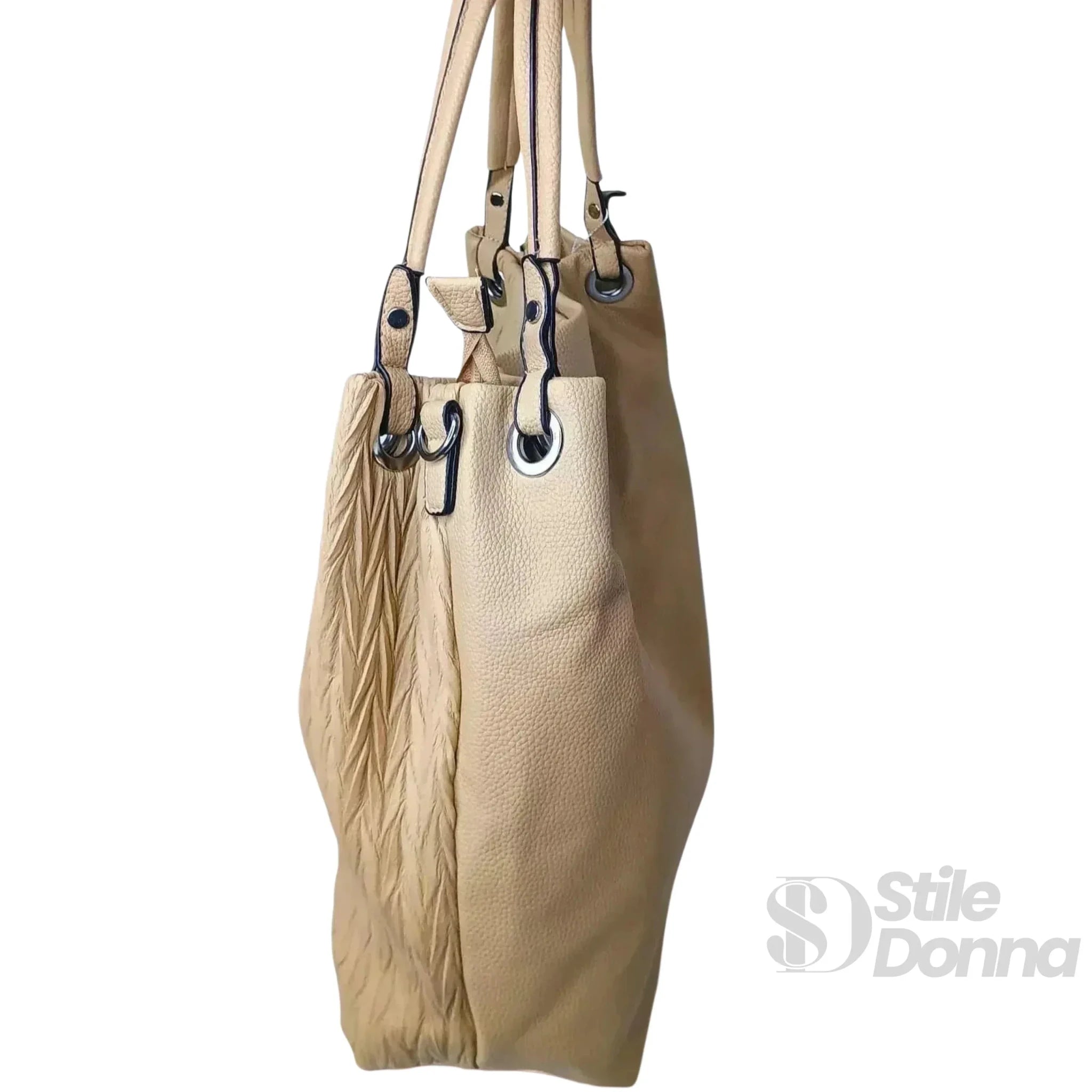 Borsa Shopper in Ecopelle Ampia con Fodera per Laptop - Stile Donna Bags