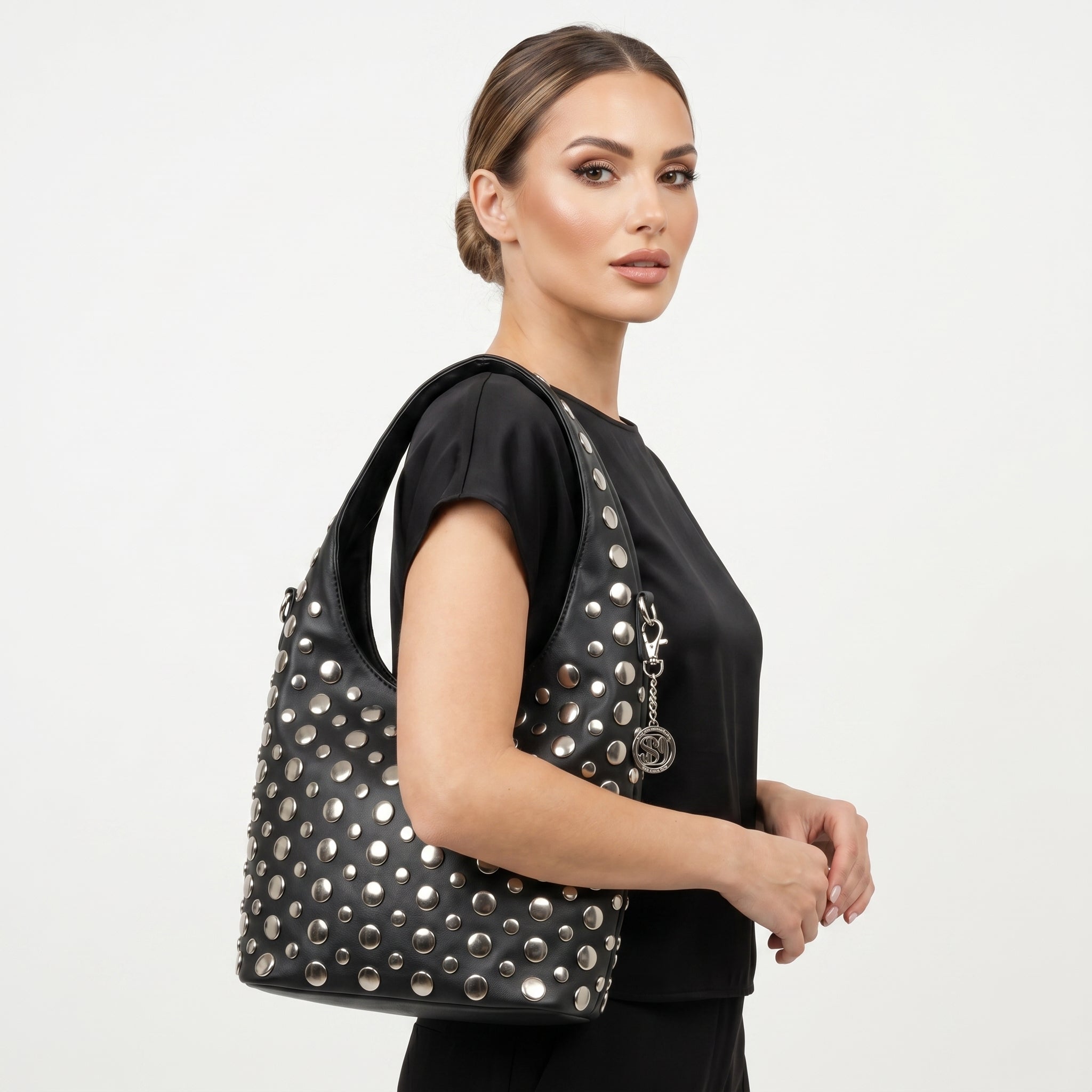 Borsa Silver Dot Media in Ecopelle con Tracolla Regolabile - Stile Donna Bags