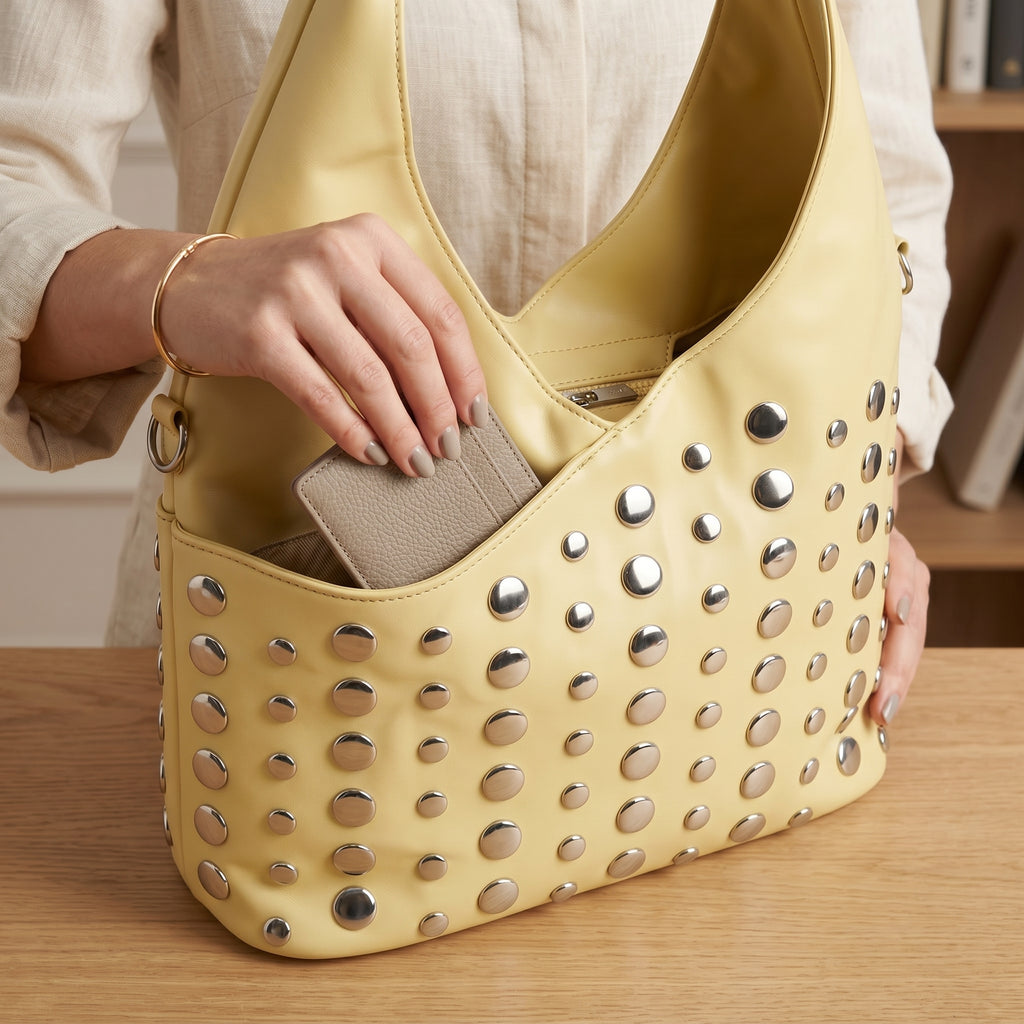 Borsa Silver Dot Media in Ecopelle con Tracolla Regolabile - Stile Donna Bags