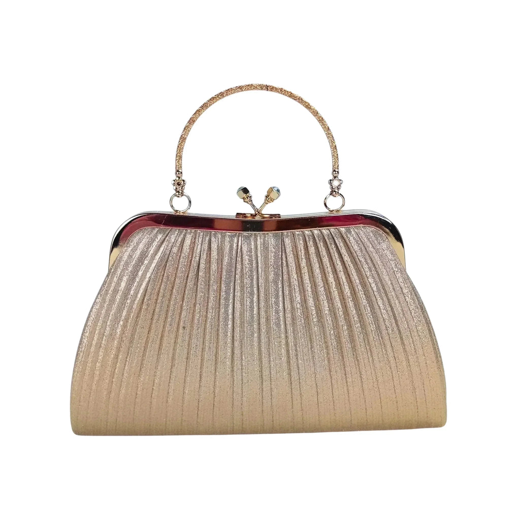 Borsa Soft Pouch con Strass Cristallo Dorato e Tracolla - Stile Donna Bags