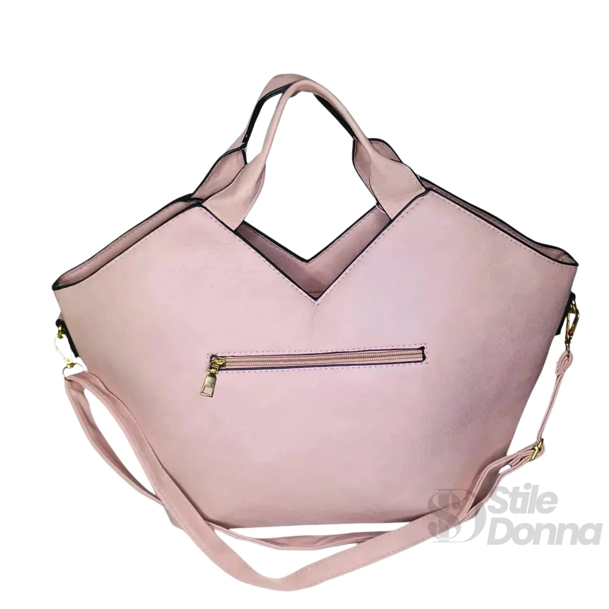 Borsa Tote Elegante in Ecopelle Rosa con Chiusura a Cerniera - Stile Donna Bags