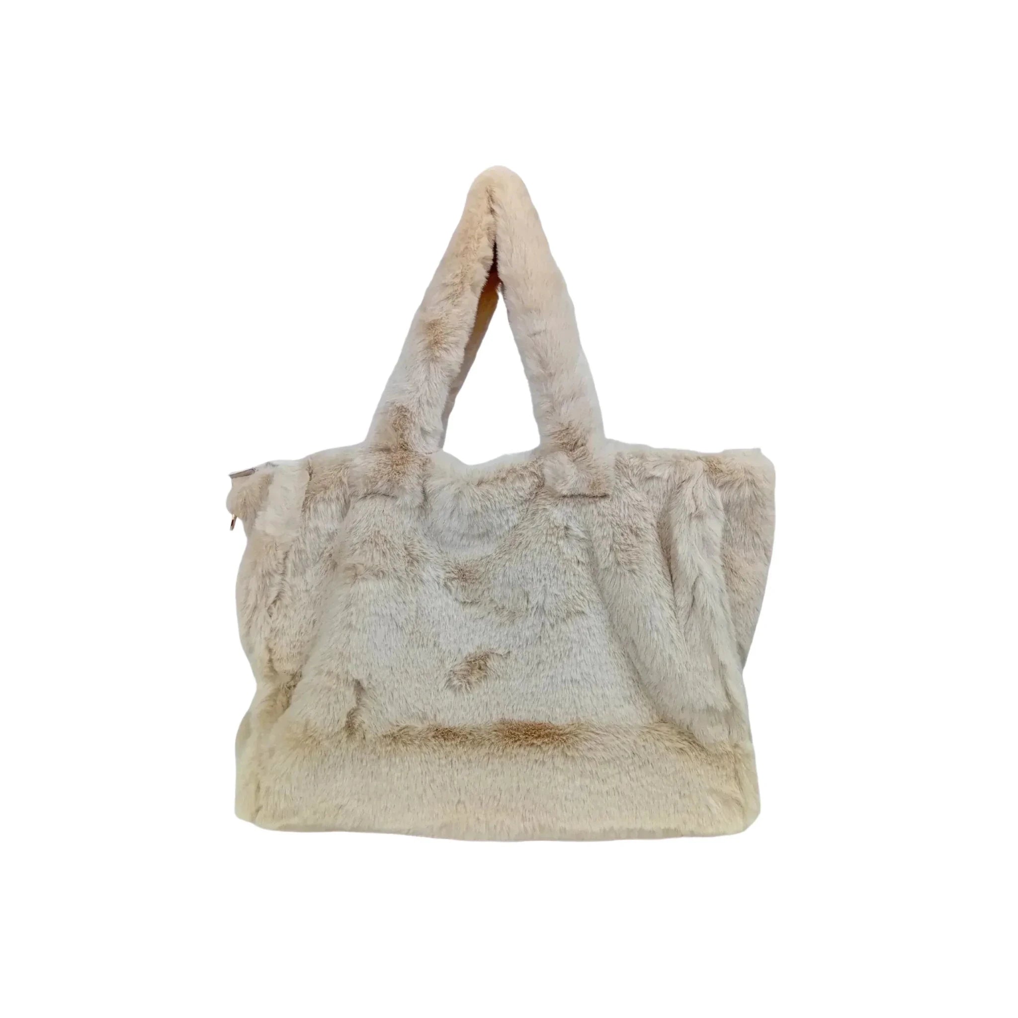 Borsa Tote in Pelliccia Sintetica Color Crema per Outfit Casual e Formali - Stile Donna Bags