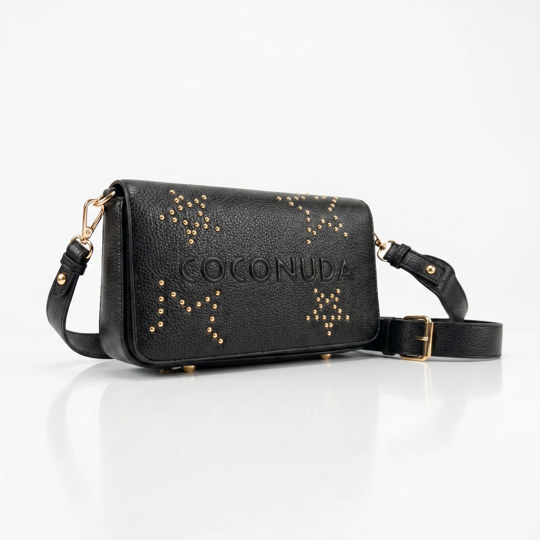 Coconuda Borsa Tracolla in Ecopelle con Logo in Rilievo e Borchie - Stile Donna Bags
