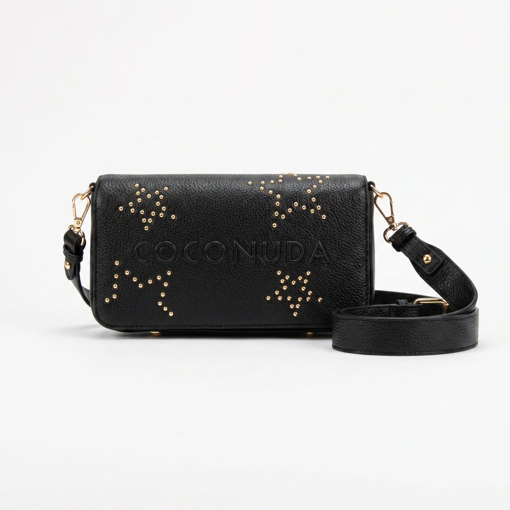 Coconuda Borsa Tracolla in Ecopelle con Logo in Rilievo e Borchie - Stile Donna Bags