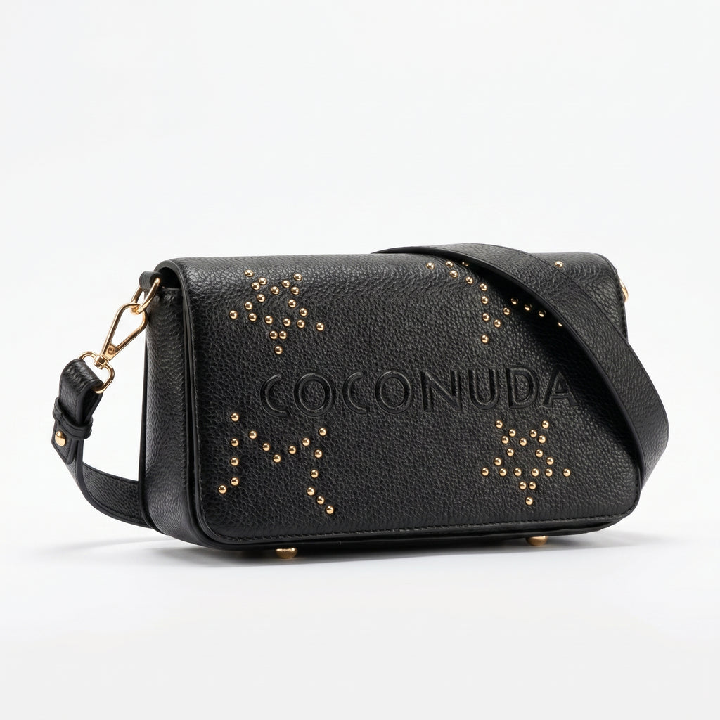 Coconuda Borsa Tracolla in Ecopelle con Logo in Rilievo e Borchie - Stile Donna Bags
