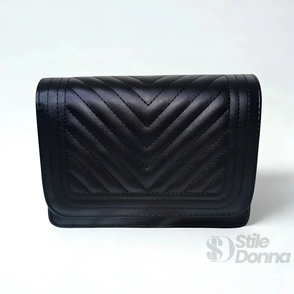 Borsa Trapuntata con Design a Triangoli e Tracolla in Ecopelle - Stile Donna Bags