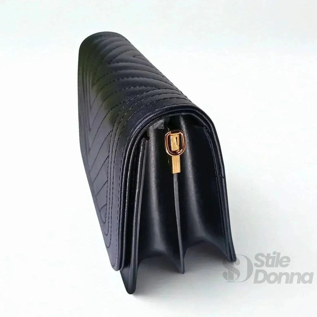 Borsa Trapuntata con Design a Triangoli e Tracolla in Ecopelle - Stile Donna Bags