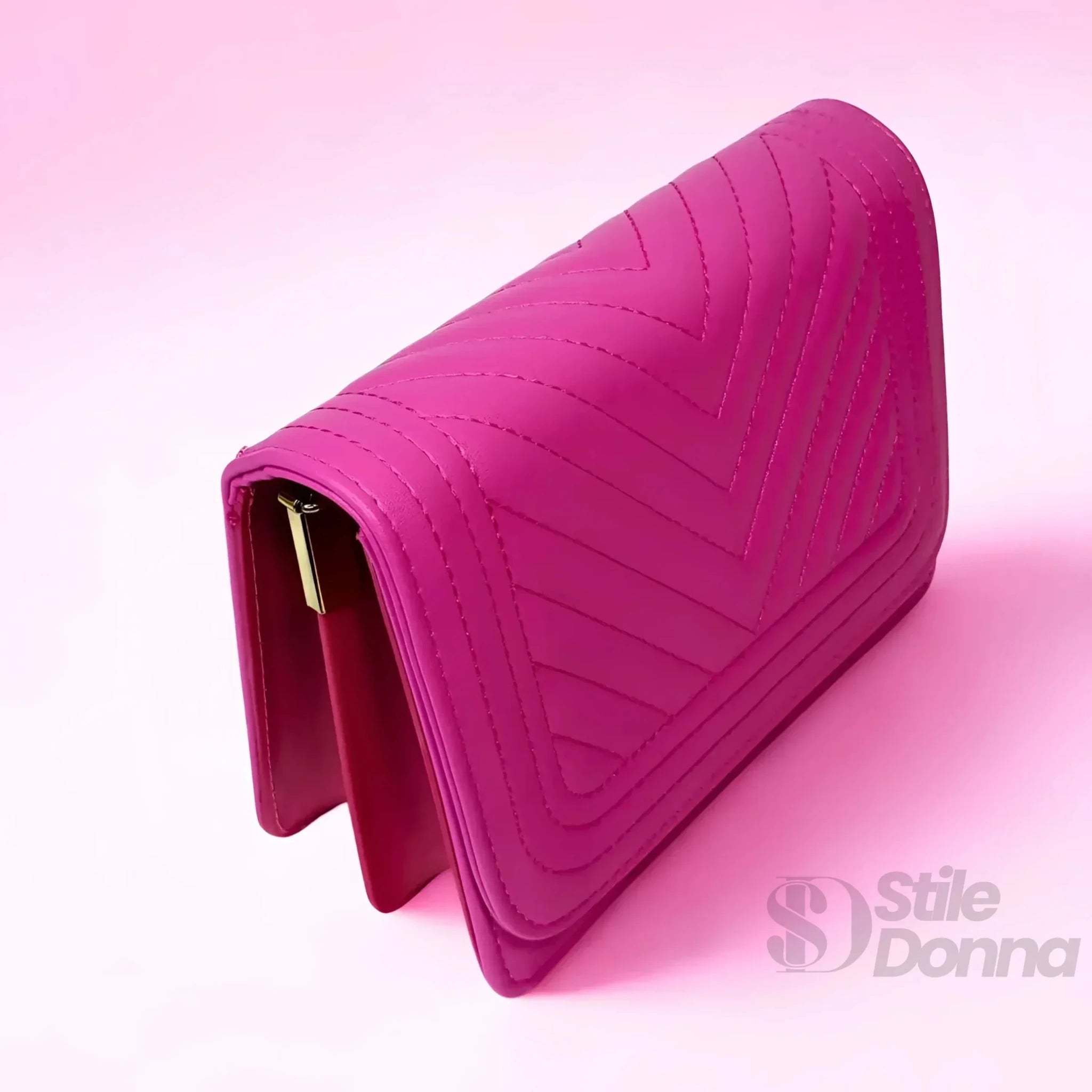 Borsa Trapuntata con Design a Triangoli e Tracolla in Ecopelle - Stile Donna Bags