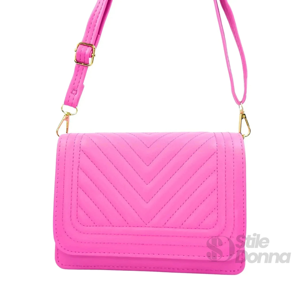 Borsa Trapuntata con Design a Triangoli e Tracolla in Ecopelle - Stile Donna Bags