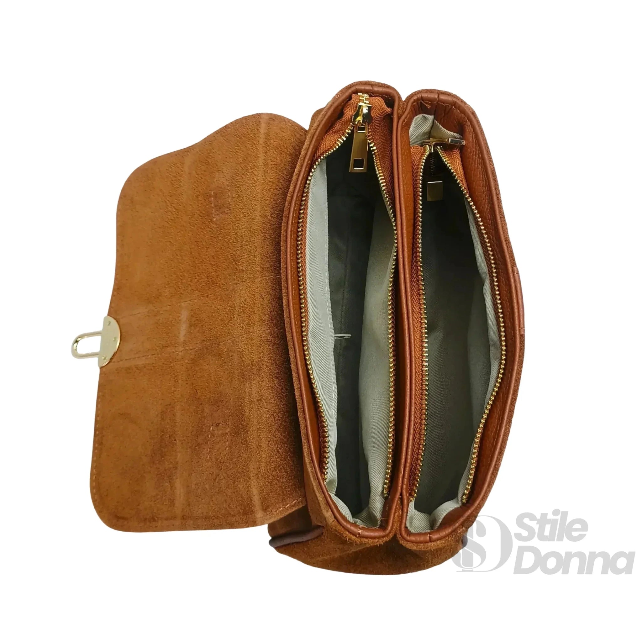 Borsa Venezia in Pelle Scamosciata con Finiture Dorate - Stile Donna Bags