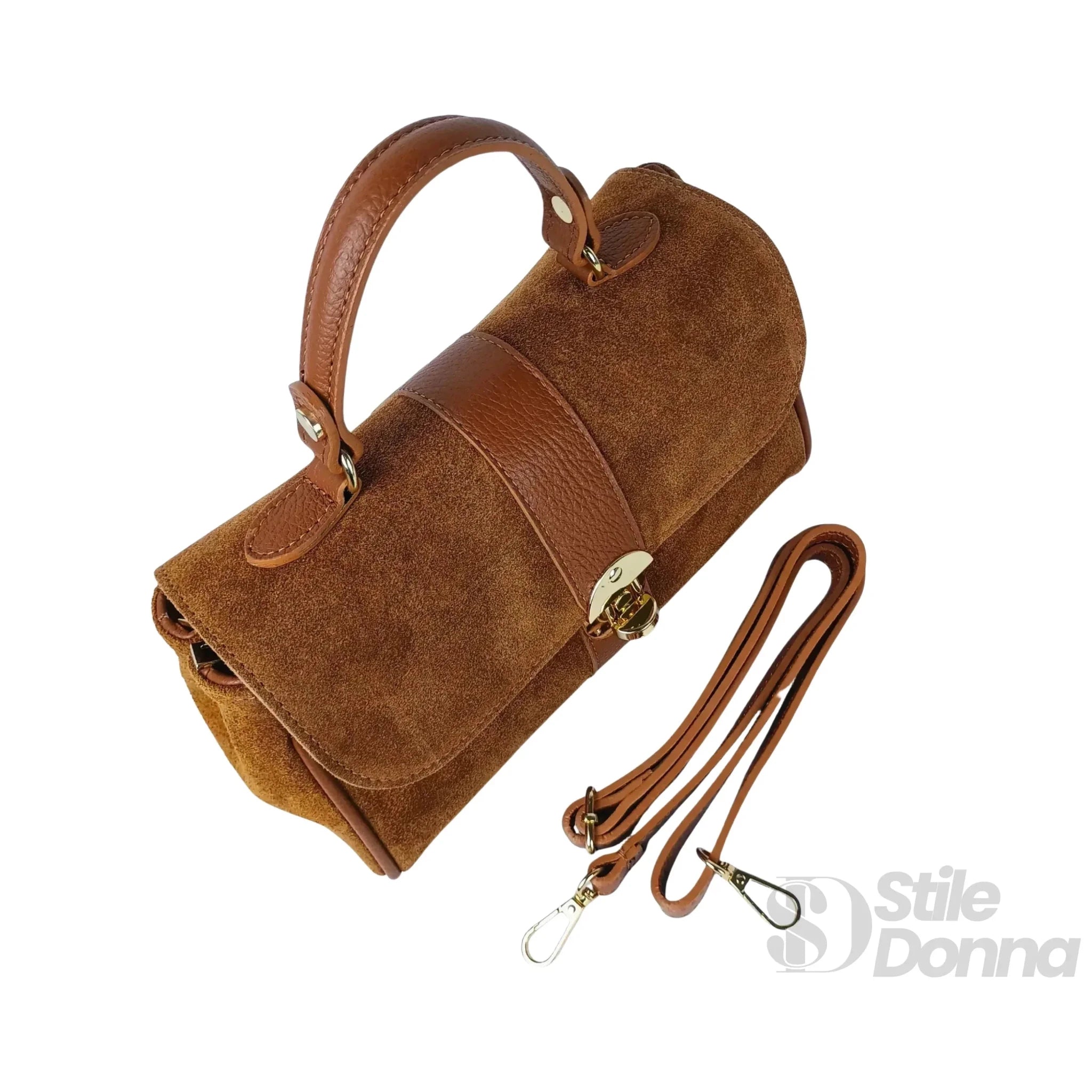Borsa Venezia in Pelle Scamosciata con Finiture Dorate - Stile Donna Bags