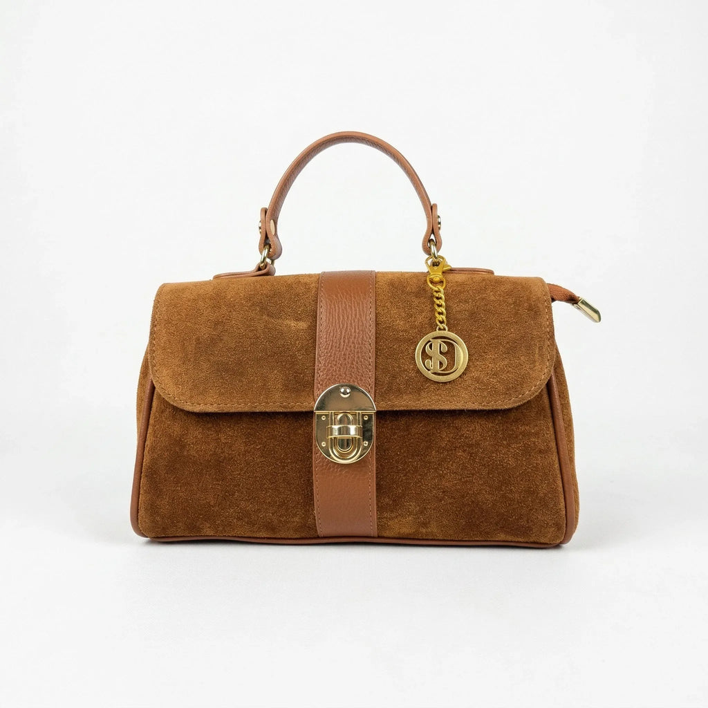 Borsa Venezia in Pelle Scamosciata con Finiture Dorate - Stile Donna Bags