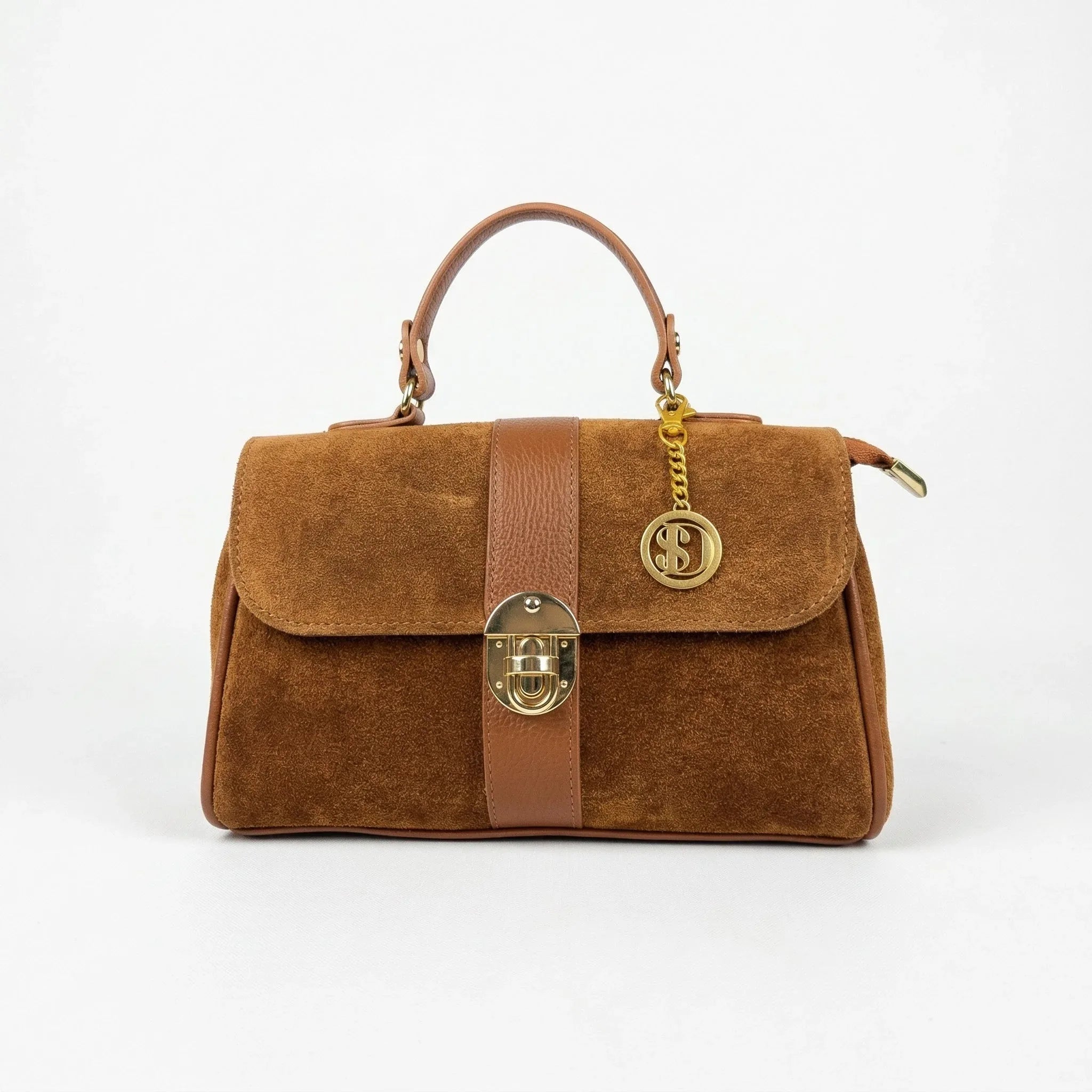 Borsa Venezia in Pelle Scamosciata con Finiture Dorate - Stile Donna Bags