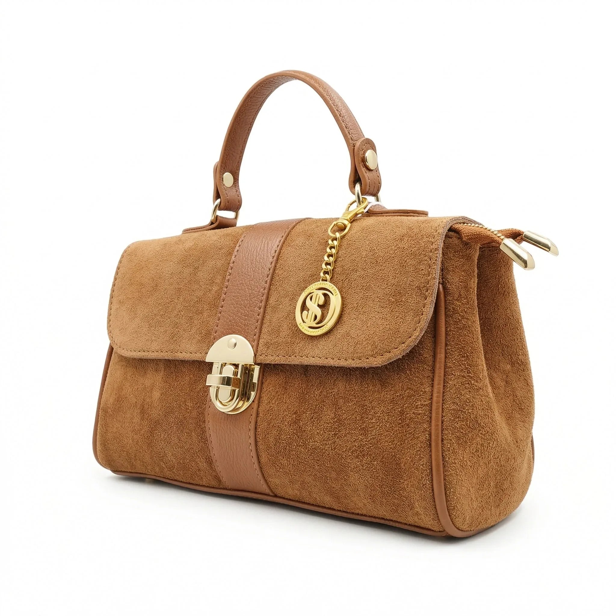 Borsa Venezia in Pelle Scamosciata con Finiture Dorate - Stile Donna Bags