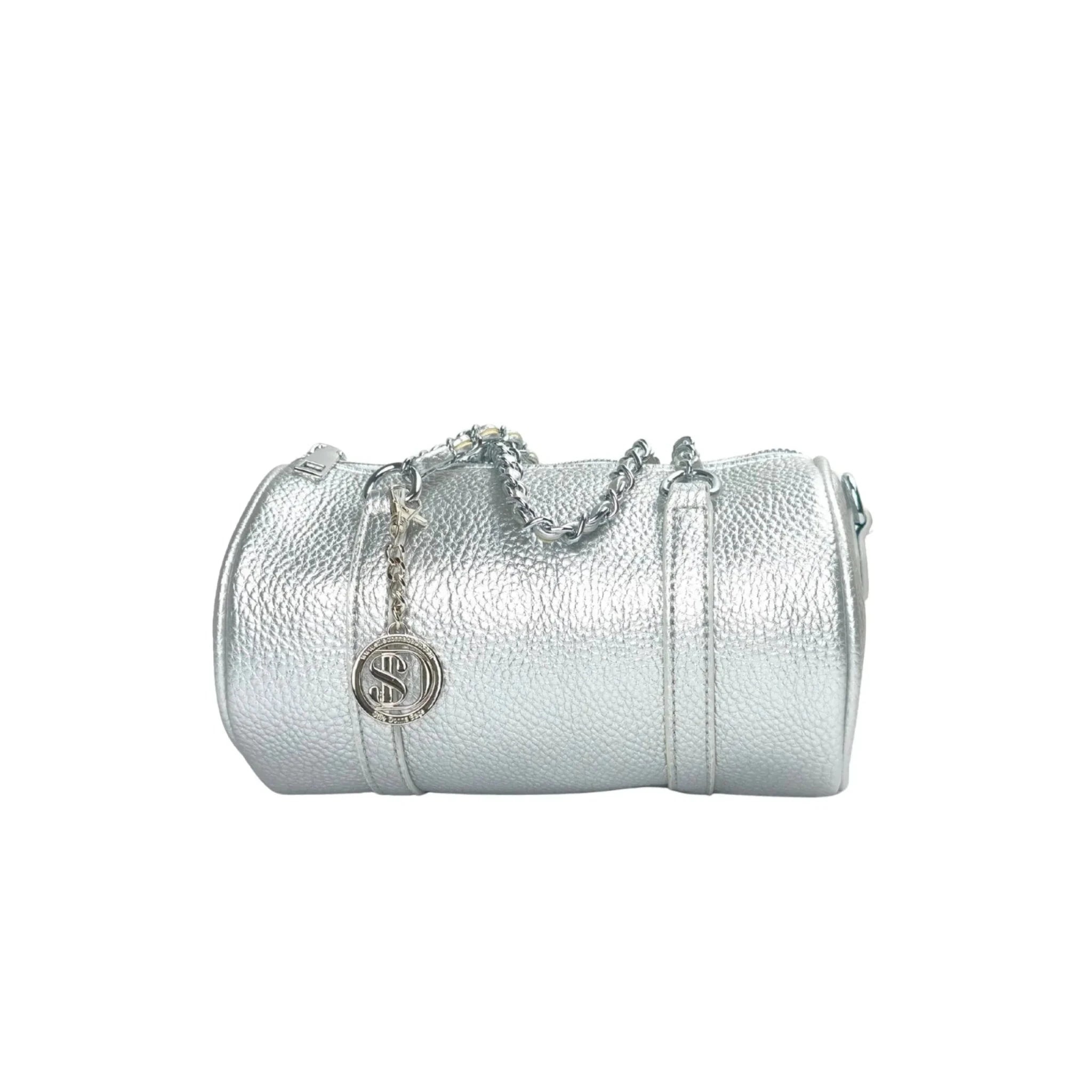 Borsa a Cilindro con Doppio Manico in Ecopelle Design Architettonico - Stile Donna Bags