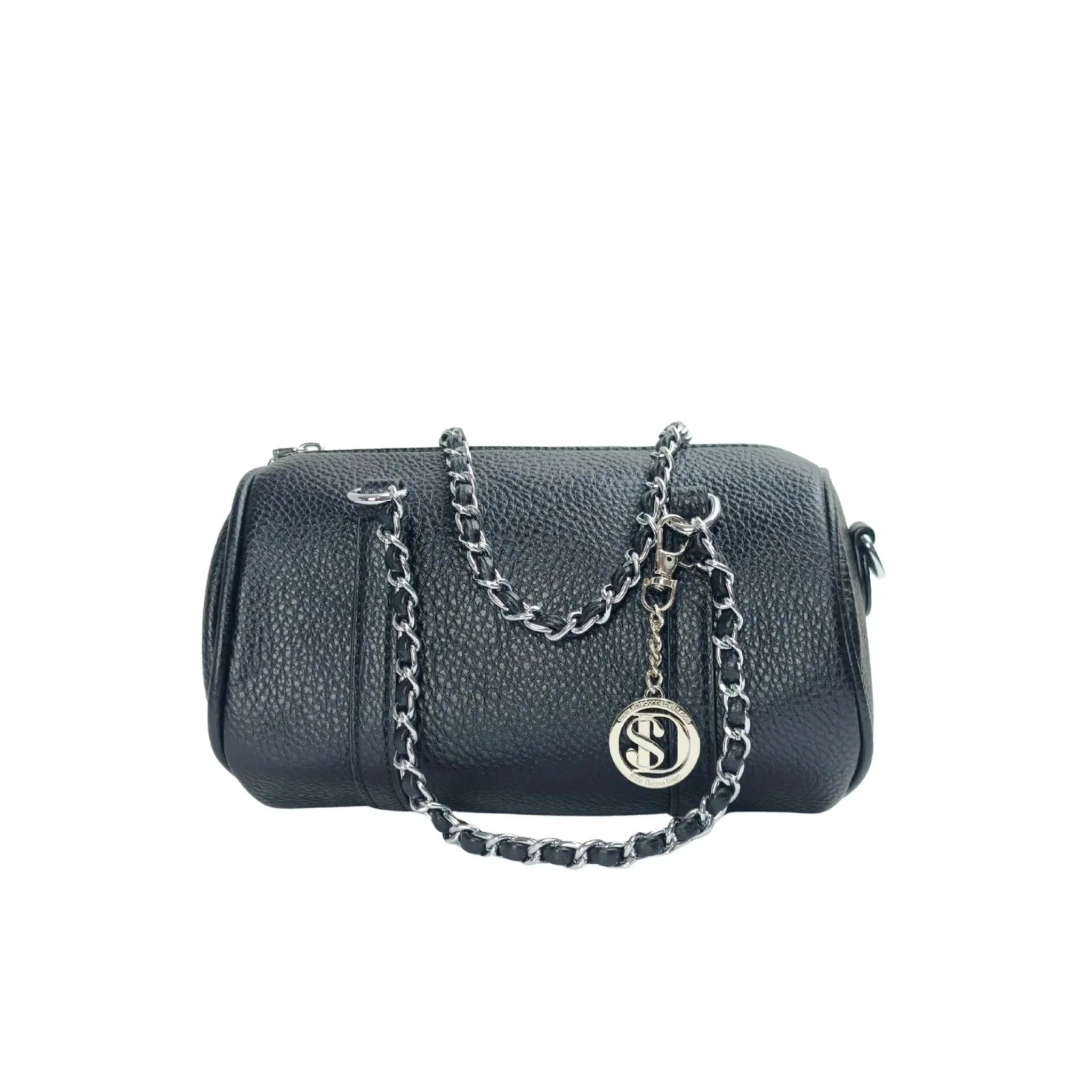 Borsa a Cilindro con Doppio Manico in Ecopelle Design Architettonico - Stile Donna Bags