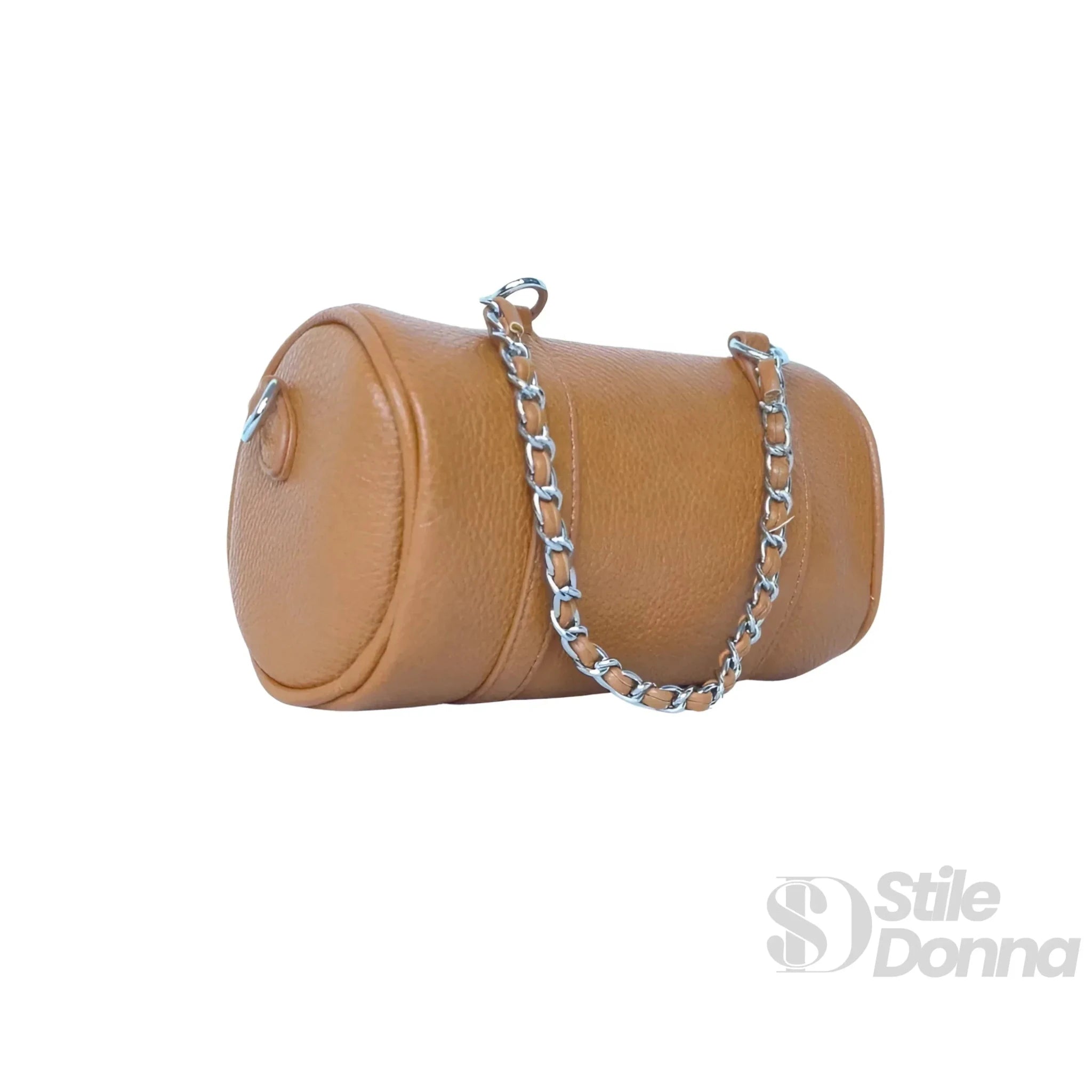 Borsa a Cilindro con Doppio Manico in Ecopelle Design Architettonico - Stile Donna Bags