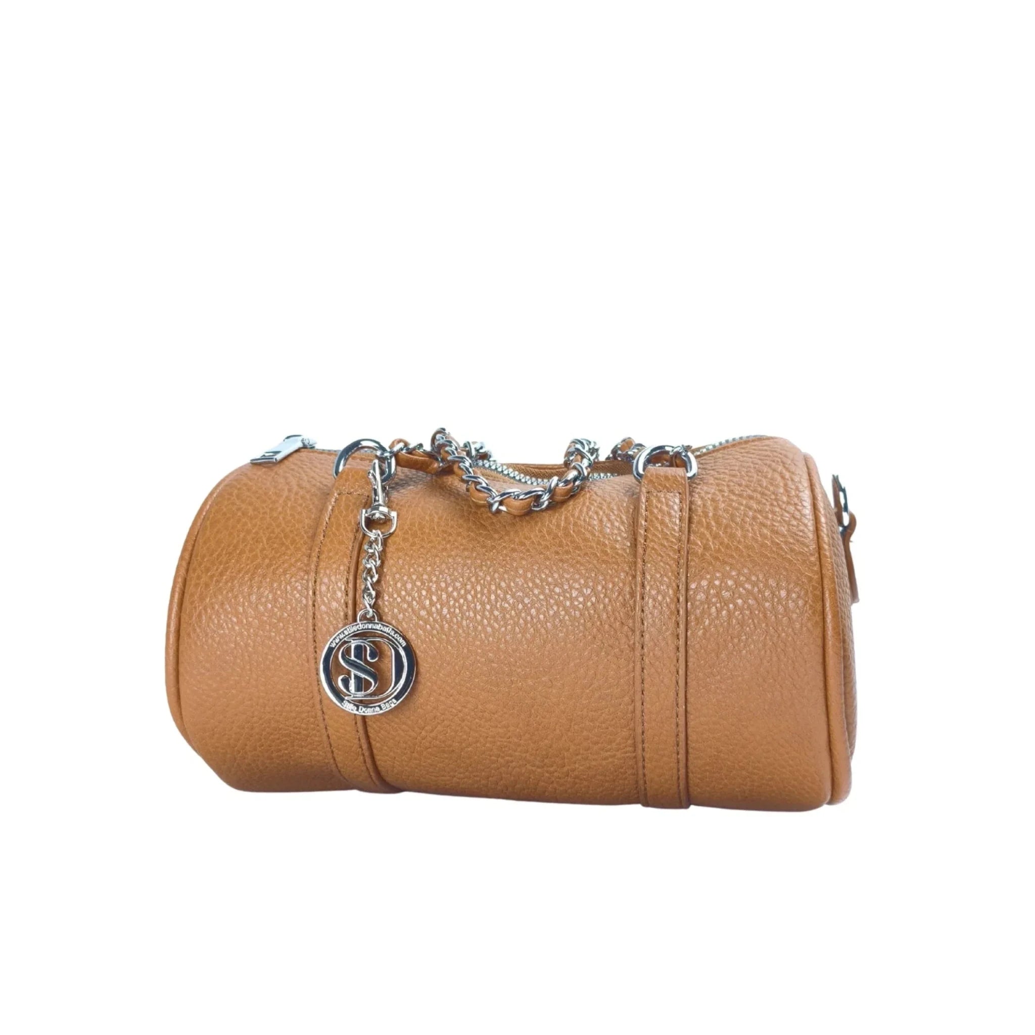 Borsa a Cilindro con Doppio Manico in Ecopelle Design Architettonico - Stile Donna Bags
