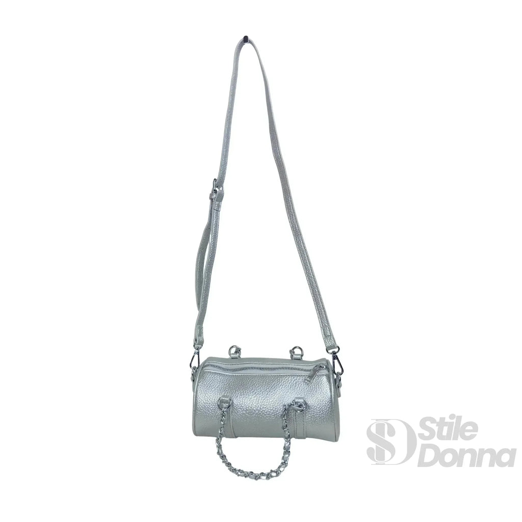 Borsa a Cilindro con Doppio Manico in Ecopelle Design Architettonico - Stile Donna Bags