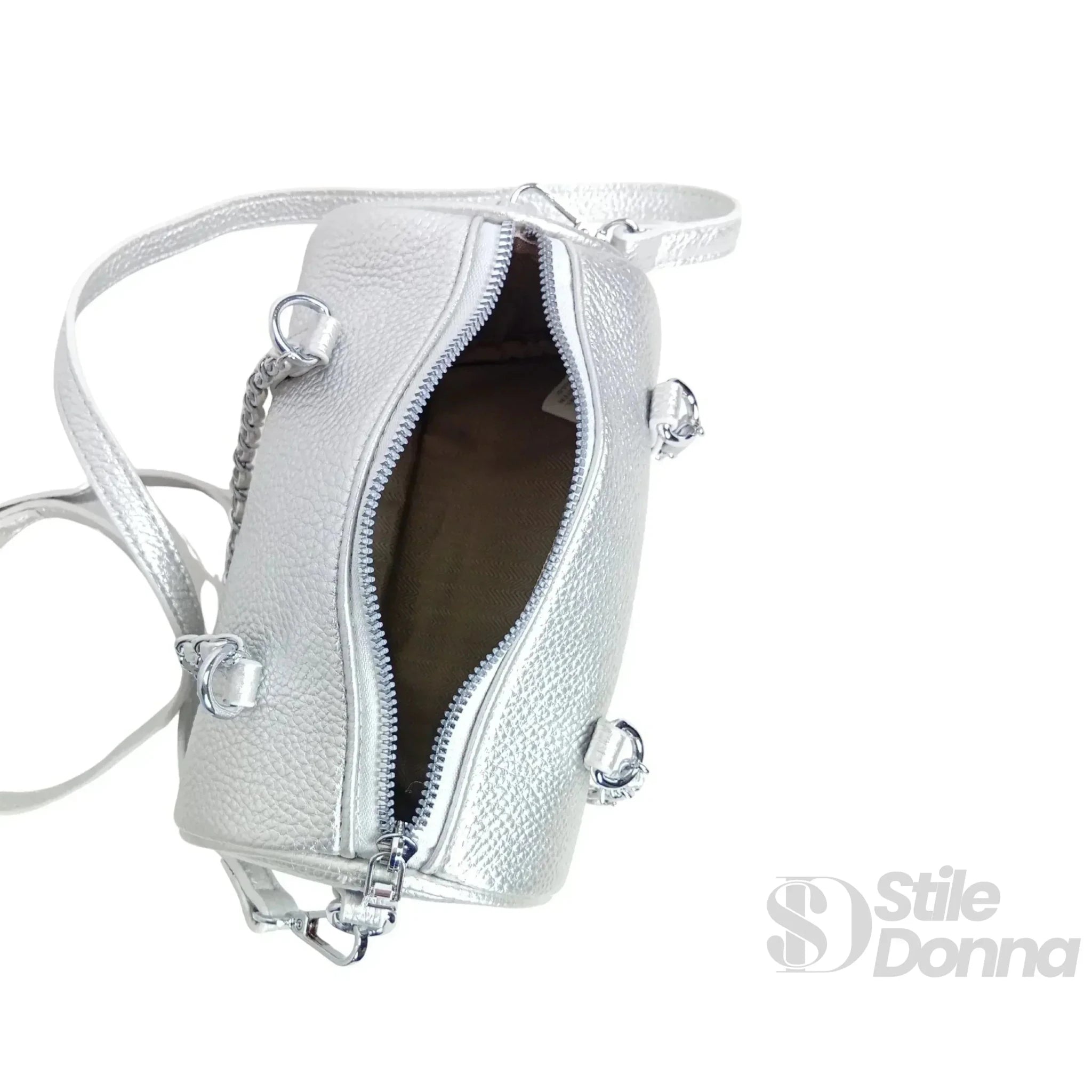 Borsa a Cilindro con Doppio Manico in Ecopelle Design Architettonico - Stile Donna Bags