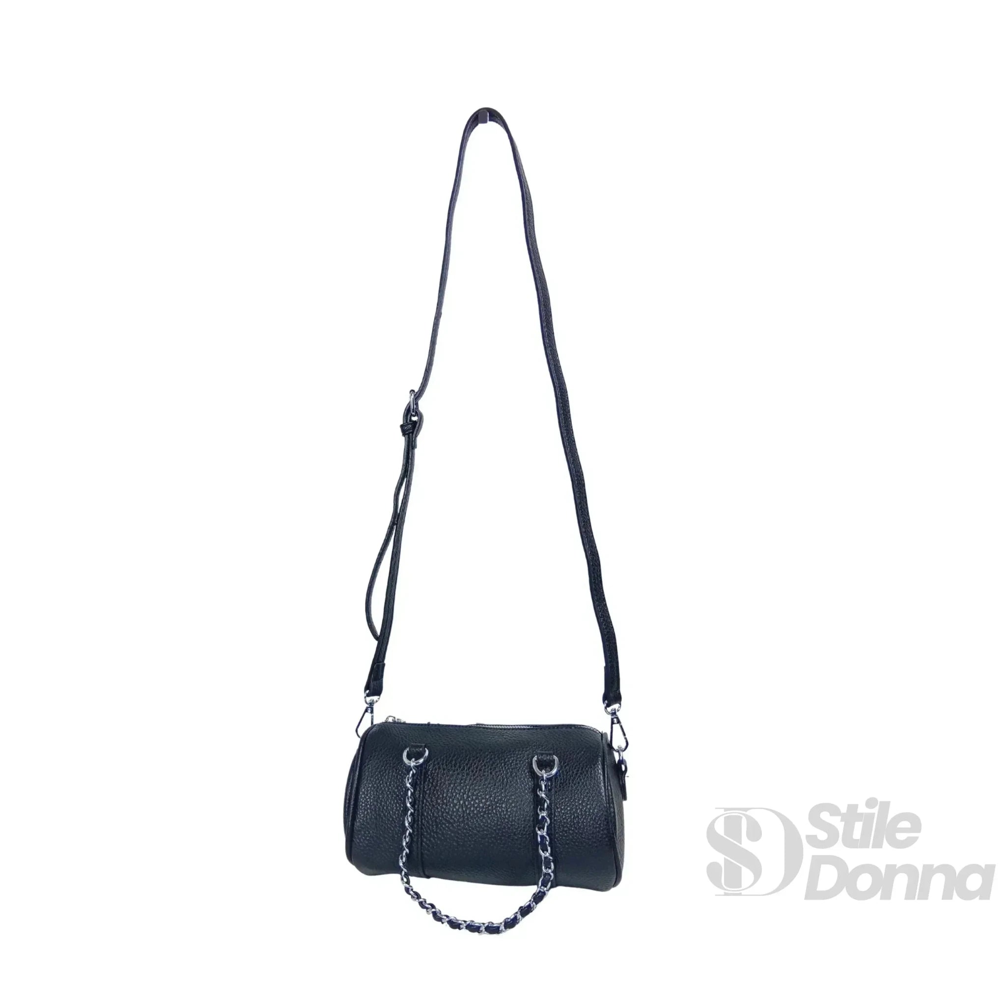 Borsa a Cilindro con Doppio Manico in Ecopelle Design Architettonico - Stile Donna Bags